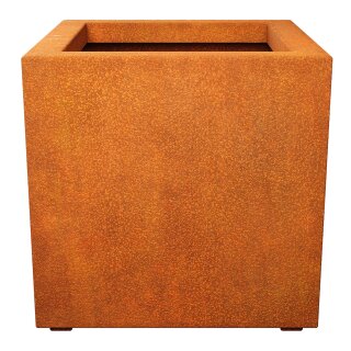 CUBO 3 Corten Metallblumentopf, Design-Objekt aus Corten-Stahl, Materialdicke 2mm, 60x60x60 cm