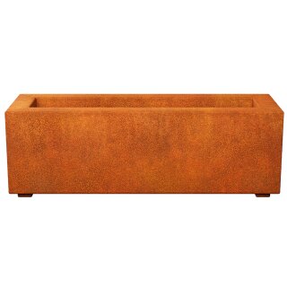 LARGO 1 Corten Metallblumentopf, Design-Objekt aus Corten-Stahl, Materialdicke 2mm, 90x30x30 cm