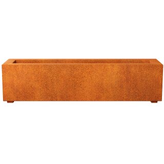 LARGO 2 Corten Metallblumentopf, Design-Objekt aus Corten-Stahl, Materialdicke 2mm, 120x30x30 cm