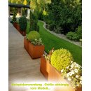 LARGO 10 Corten Metallblumentopf,  rostiges Design-Objekt aus Corten-Stahl, Materialdicke 2mm, 180x90x90 cm