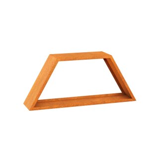 LENA SKL TRAPEZ 1500 Corten Holzständer, Design-Objekt aus Corten-Stahl, materialdicke 2mm,  Brennholzregal  metall,  witterungsbeständig  (für außen), 150x40x65 cm.  Scheit-Holzregal made in  EU