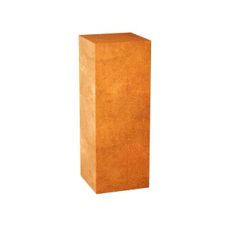 SIMPLE 7 Corten Basis Deko-Podest / Sockel / Aufsteller / Säule / Ständer, Design-Objekt rostig aus Corten-Stahl,  archaische Präsentation Indoor und Outdoor, Materialdicke 2mm, 45x45x120 cm