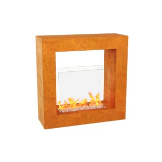 TRIO C Corten Biokamin, Design-Objekt aus Corten-Stahl, Materialdicke 2mm. 70x30x70 cm, dekorative  Befeuerung mit Bioethanol, witterungsbeständiges outdoor Feuer / Gartenkamin  made in EU (Versand kostenfrei*)