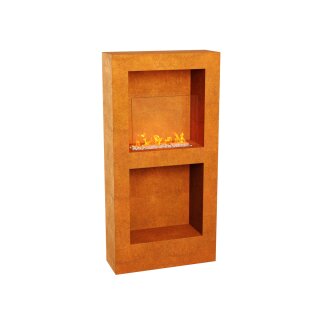 TRIO BZ Corten Biokamin, Design-Objekt aus Corten-Stahl, Materialdicke 2mm, 70x30x140 cm, dekorative  Befeuerung mit Bioethanol, witterungsbeständiges outdoor Feuer / Gartenkamin  made in EU (Versand kostenfrei*)
