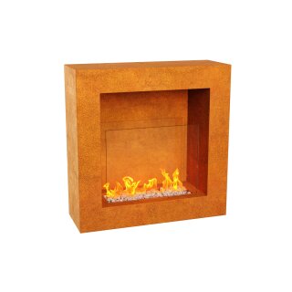 TRIO CZ Corten Biokamin, Design-Objekt aus Corten-Stahl, Materialdicke 2mm, 70x30x70 cm, dekorative  Befeuerung mit Bioethanol, witterungsbeständiges outdoor Feuer / Gartenkamin  made in EU (Versand kostenfrei*)