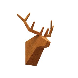 Dickes Hirsch-Geweih modern - Cortenstahl, Design- Objekt aus Corten-Stahl, rostig, witterungsbeständig, Materialdicke 2mm, 90x70x60 cm, made in EU