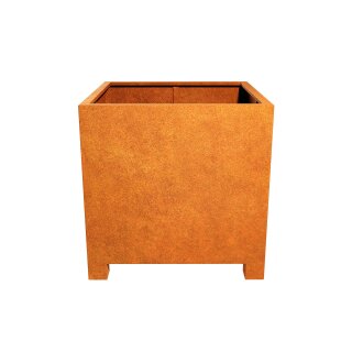 PATA 4  Corten Metall-Blumentopf/Pflanzkübel für den städtischen bzw. kommunalen Raum, rostig, quadratisch, mit Füßen abgesetzt (unterfahrbar),    Design-Objekt aus Corten-Stahl, Materialdicke 2mm, 120x120x120 cm, made in EU (Versand kostenfrei*)