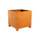 PATA 7  Corten Metall-Blumentopf/Pflanzkübel für den städtischen bzw. kommunalen Raum, rostig , quadratisch, mit Füßen abgesetzt (unterfahrbar),  Design-Objekt aus Corten-Stahl, Materialdicke 2mm, 120x120x60 cm, made in EU (Versand kostenfrei*)