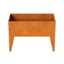 Pierna 2 Corten Metallblumentopf, Design-Objekt aus Corten-Stahl, Materialdicke 2mm, 45x85x60 cm, Blumenkübel auf Füßen/Beinen (unterfahrbar/anhebbar), rostig, made in EU