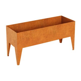 Pierna 3 Corten Metallblumentopf, Design-Objekt aus Corten-Stahl, Materialdicke 2mm, 45x125x60 cm, Blumenkübel auf Füßen/Beinen (unterfahrbar/anhebbar), rostig, made in EU (Versand kostenfrei*)