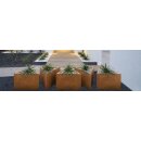 TRIANGO 4 Corten dreieckiger Gartentopf,  rostiges Design-Objekt aus Corten-Stahl, Materialdicke 2mm, 120x104x60 cm