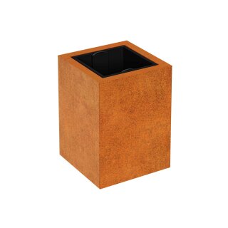 DEPO 2 Corten Metallblumentopf mit Kunststoff-Innenbehälter, Design-Objekt aus Corten-Stahl, Pflanzkübel 45x45x Höhe 60 cm, Materialdicke 2mm,  outdoor und indoor nutzbar, made in EU