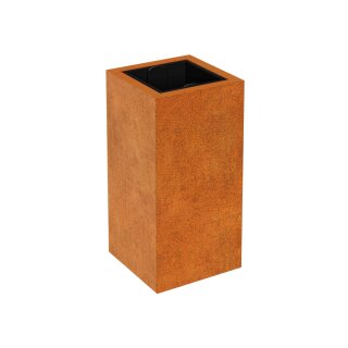 DEPO 3 Corten Metallblumentopfmit Kunststoff-Innenbehälter, Design-Objekt aus Corten-Stahl, Pflanzkübel 45x45x Höhe 90 cm, Materialdicke 2mm,  outdoor und indoor nutzbar, made in EU ( Versand kostenfrei *)