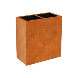 DEPO 7 Corten Metallblumentopfmit Kunststoff-Innenbehälter, Design-Objekt aus Corten-Stahl, Pflanzkübel 85x45x Höhe 90 cm, Materialdicke 2mm,  outdoor und indoor nutzbar, made in EU ( Versand kostenfrei *)