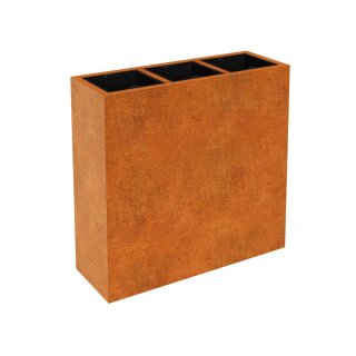 DEPO 12 Corten Metallblumentopfmit Kunststoff-Innenbehälter, Design-Objekt aus Corten-Stahl, Pflanzcontainer 125x45x Höhe120 cm, Materialdicke 2mm,  outdoor und indoor nutzbar, made in EU ( Versand kostenfrei *)