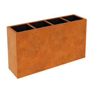 DEPO 15 Corten Metallblumentopf mit Kunststoff-Innenbehälter,  Design-Objekt aus Corten-Stahl, Pflanzcontainer 165x45x Höhe 90 cm, Materialdicke 2mm,  outdoor und indoor nutzbar, made in EU ( Versand kostenfrei *)