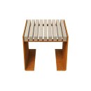 FLANCO A1 Corten Bank, rostiges Design-Objekt aus extra dickwandigen Corten-Stahl, Sitzfläche aus Fichtenholz doppelt matt lackiert, City Sitzbank 50x50x46 cm, made in EU (Versand kostenfrei *)