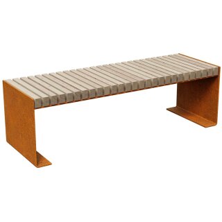 FLANCO A3 Corten Bank, Rostiges Design-Objekt aus extra dickwandigen Corten-Stahl, Sitzfläche aus Fichtenholz doppelt matt lackiert, City Sitzbank 150x50x46 cm, made in EU ( Versand kostenfrei *)