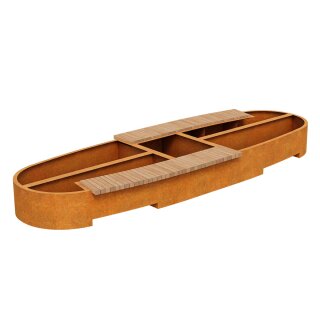 BASTIDOR 4 Corten Sitz-Bank ohne Lehne mit Pflanzbehälter, rostiges Design-Objekt aus Corten-Stahl, Materialdicke 2mm, kommunale City Pflanzbank 480x150x44 cm, made in EU ( Versand kostenfrei *)