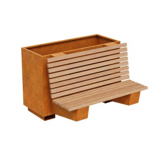 BASTIDOR 6 Corten Sitz-Bank mit Pflanzkübel, rostiges Design-Objekt aus Corten-Stahl, Materialdicke 2mm, City Pflanzbank 150x110x105 cm, made in EU ( Versand kostenfrei *)