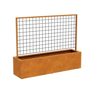 RED CENTRO 2 Corten Blumentopf / Planzkübel mit Paneel / Spalier, rostiges Design-objekt aus Corten-Stahl, Materialdicke 2mm, 200x50x160 cm, made in EU ( Versand kostenfrei +)