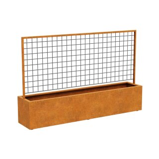 RED CENTRO 3 Corten Blumentopf / Planzkübel mit Paneel / Spalier, rostiges Design-objekt aus Corten-Stahl, Materialdicke 2mm, 250x50x160 cm, made in EU ( Versand kostenfrei *)