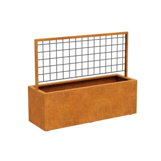 RED CENTRO 4 Corten Blumentopf / Planzkübel mit Paneel / Spalier, rostiges Design-objekt aus Corten-Stahl, Materialdicke 2mm,150x50x120 cm, made in EU ( Versand kostenfrei *)