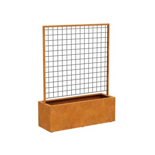 RED CENTRO 7 Corten Blumentopf / Planzkübel mit Paneel / Spalier, rostiges Design-objekt aus Corten-Stahl,Materialdicke 2mm,150x50x200 cm, made in EU ( Versand kostenfrei *)
