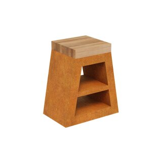 MESA 1 Corten  Garten-Küche Tisch, Design-Objekt aus Corten-Stahl 78x50x82 cm, Materialdicke 2mm, made in EU ( Versand kostenfrei *)