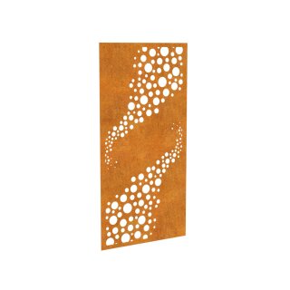DECORA 11, lasercut Paneel Corten  bubble modern 70s, Raumtrenner im Außenbereich / Barriere / Zaun, rostige Sichtschutz-Wand aus Corten-Stahl 91x1x Höhe191cm, Materialdicke 2mm, made in EU