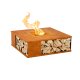 INDY Corten offene Metall-Feurstelle mit Holzfach, Design-Objekt aus Corten-Stahl 122x122x46 cm, Materialdicke 3 mm, made in EU ( Versand kostenfrei *)