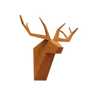 Scharfes Hirsch-Geweih modern - Cortenstahl, Design-Objekt aus Corten-Stahl, rostig, Materialdicke 2mm, 90x70x60 cm, made in EU (Versand kostenfrei*)