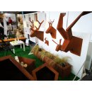 Scharfes Hirsch-Geweih modern - Cortenstahl, Design-Objekt aus Corten-Stahl, rostig, Materialdicke 2mm, 90x70x60 cm, made in EU (Versand kostenfrei*)