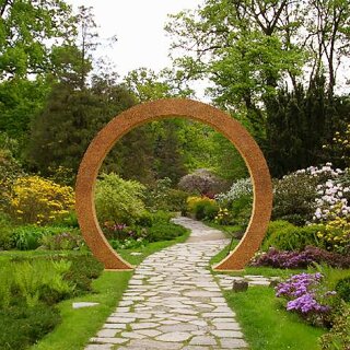 VENA 2 Corten Garten-Portal-Bogen XL, Garten-Tor / Torii modern , Design-Objekt aus  archaisch rostigem Corten-Stahl, Materialdicke 2mm, 240x30x200 cm