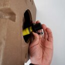 Granitia WOOD Wasserzapfsäule Darkwood / dunkle Holzstruktur – 100 x 25 x 25 cm Garten-Zapfsäule mit 3/4" Chrom Auslaufhahn & Schlauchanschluss