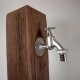 Granitia WOOD Wasserzapfsäule Darkwood / dunkle Holzstruktur – 100 x 25 x 25 cm Garten-Zapfsäule mit 3/4" Chrom Auslaufhahn & Schlauchanschluss
