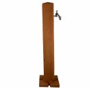 Garanitia WOOD Wasserzapfsäule light wood / helle Holzstrukur – 100 x 25 x 25 cm Garten-Zapfsäule mit 3/4" Chrom Auslaufhahn & Schlauchanschluss