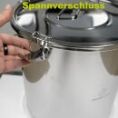 Edelstahl-Honigeimer 30 Liter (~42 kg Honig), mit Spannverschluss
