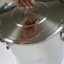 Edelstahl-Honigeimer 30 Liter (~42 kg Honig), mit Spannverschluss
