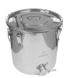 Edelstahl Honigabfüllkübel 30 L (~42 kg Honig), Quetschhahn, Spanndeckel