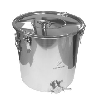 Honey-Line LB50: Edelstahl Honig-Abfüllkübel 50 L (~70 kg Honig), Quetschhahn, Spanndeckel