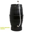 B-Ware YERD Regentonne / Regenfass, 170 Liter, schwarz, zerlegt – mit kindersicherem Deckel, kompakt, schnell aufgebaut, mit Schlauch, Absperrhahn & Laubschutz, aus frostsicherem Kunststoff - Vorführmodell mit leichten Gebrauchsspuren