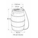 B-Ware YERD Regentonne / Regenfass, 170 Liter, schwarz, zerlegt – mit kindersicherem Deckel, kompakt, schnell aufgebaut, mit Schlauch, Absperrhahn & Laubschutz, aus frostsicherem Kunststoff - Vorführmodell mit leichten Gebrauchsspuren