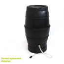 B-Ware YERD Regentonne / Regenfass, 170 Liter, schwarz, zerlegt – mit kindersicherem Deckel, kompakt, schnell aufgebaut, mit Schlauch, Absperrhahn & Laubschutz, aus frostsicherem Kunststoff - Vorführmodell mit leichten Gebrauchsspuren