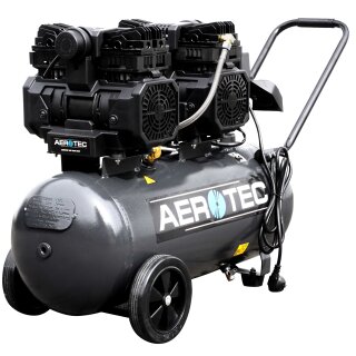 Ölfreier 2-fach Druckluft- Kompressor Aerotec 360 TECH DUO, silent / leise für Werkstatt,  50 Liter Kessel, ölfrei für saubere Druckluft (!), zwei Ausgänge, bis 8 bar mit 2x100 Liter/Minute Druckluft-Leistung (Versand kostenfrei*)