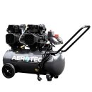 Ölfreier 2-fach Druckluft- Kompressor Aerotec 360 TECH DUO, silent / leise für Werkstatt,  50 Liter Kessel, ölfrei für saubere Druckluft (!), zwei Ausgänge, bis 8 bar mit 2x100 Liter/Minute Druckluft-Leistung (Versand kostenfrei*)