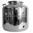 B-Ware Fischer -Lahr® Edelstahlkanne geschweißt: POLISHLINE Wasser-Edition H2O, 50 Liter Inhalt, Edelstahl Getränkefass speziell für Wasser , Trinkwasser-Behälter INKL. V4A Edelstahlhahn, Leicht undicht !