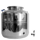 B-Ware Fischer -Lahr® Edelstahlkanne geschweißt: POLISHLINE Wasser-Edition H2O, 50 Liter Inhalt, Edelstahl Getränkefass speziell für Wasser , Trinkwasser-Behälter INKL. V4A Edelstahlhahn, Leicht undicht !