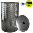 B-Ware Fischer Grundtank: Fischer Serie Q 200 Liter, Edelstahlbehälter rund, Basis variabel für Immervolltank oder Saftfass, Edelstahl-Fass offen inkl. Deckel ohne Schwimmdeckel mit Dellen