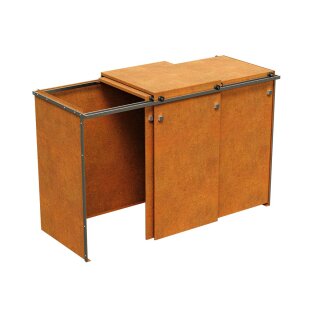 TRASSO Corten Mülleimer- Verkleidung - Maße: 230x80x117 cm ( LxTxH)